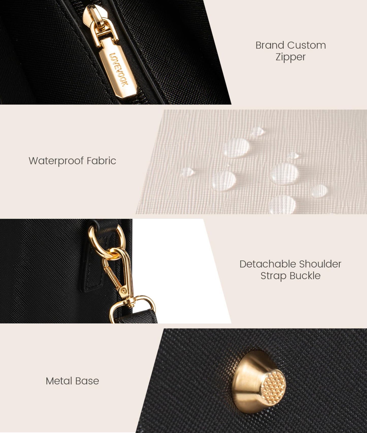 LOVEVOOK Laptop Bag for Women, 15.6'' Laptop Tote Purse 2-in-1 Professional Work Bag Business Briefcase with Clutch Purse, Waterproof Leather Computer Handbag for Teacher Office Travel