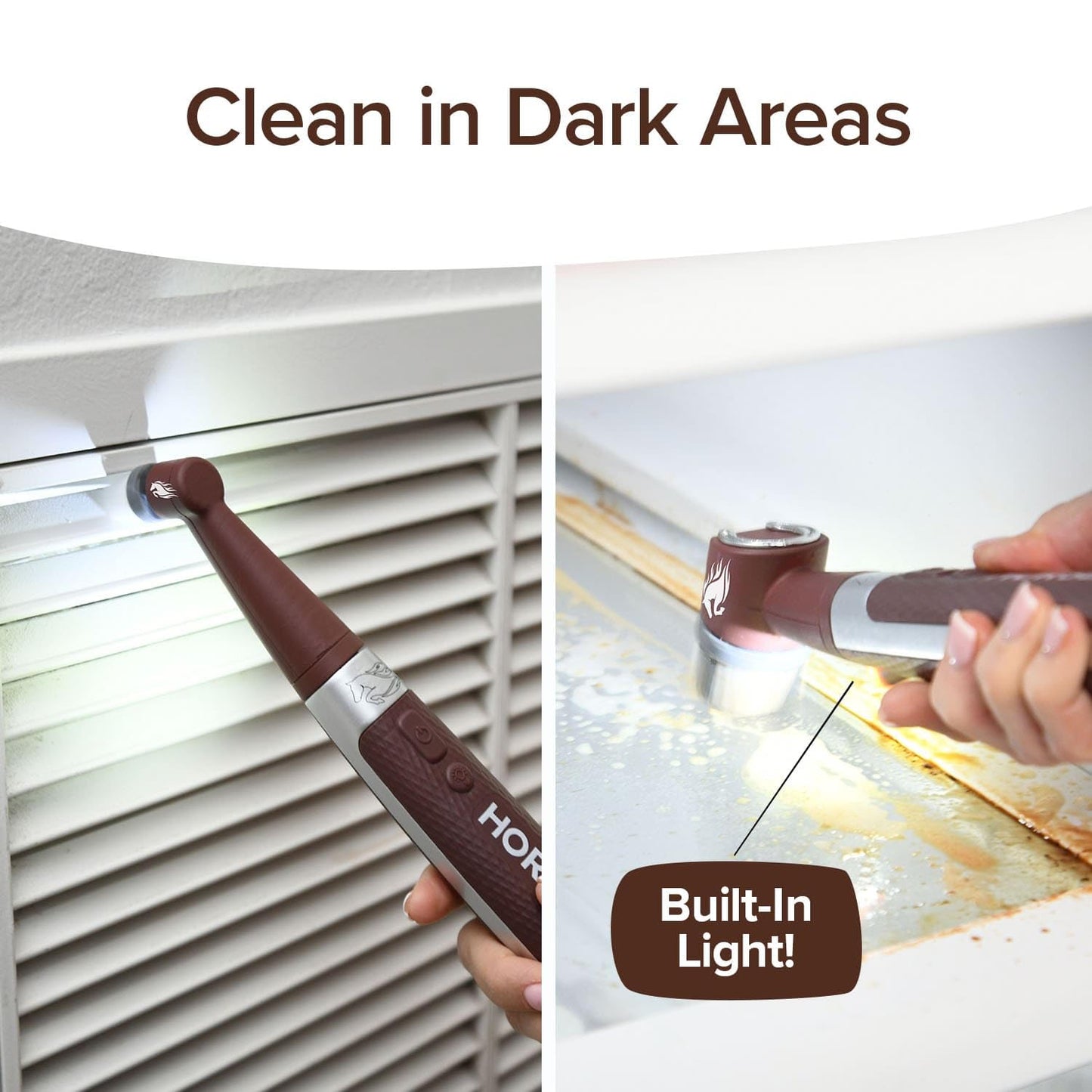 Horsepower Pocket Pony, AS-SEEN-ON-TV, Waterproof, Cordless, Pocket-Sized, Oscillating Power Scrubber, Deep Clean, Tight Spaces, Rechargeable, Grout Lines, Corners & Detailing, 5 Brush Heads & LED