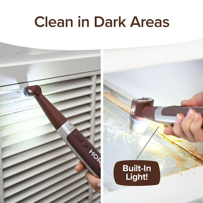 Horsepower Pocket Pony, AS-SEEN-ON-TV, Waterproof, Cordless, Pocket-Sized, Oscillating Power Scrubber, Deep Clean, Tight Spaces, Rechargeable, Grout Lines, Corners & Detailing, 5 Brush Heads & LED