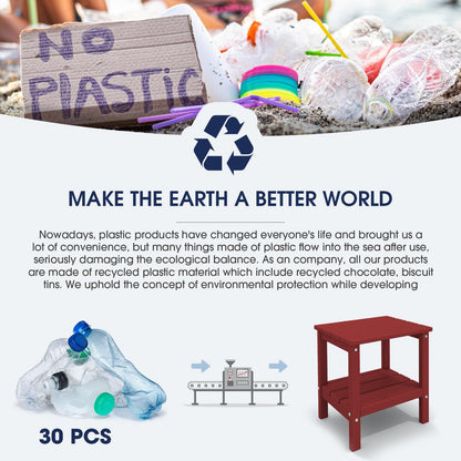 KINGYES Double Side Table, Adirondack End Table- Red