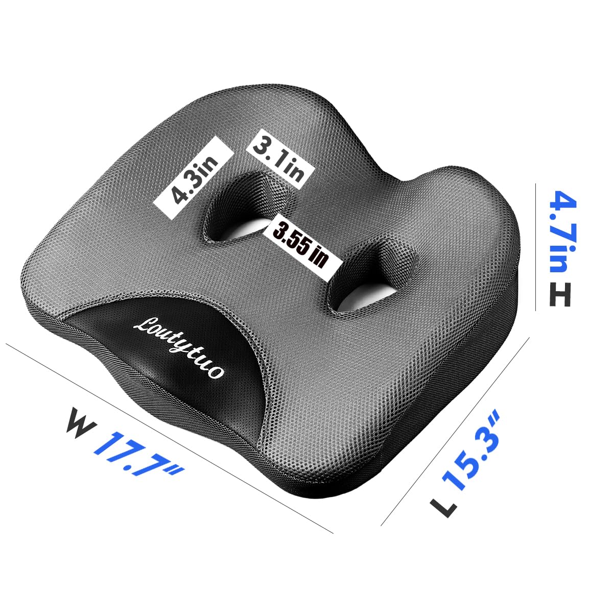 LOUTYTUO Seat Cushion Pillow,100% Memory Foam and Washable Cover,for Office Chair,Car Seat and Wheelchair,Tailbone & Sciatica & Back Pain Relief