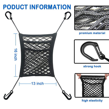 MBVBN 3-Layer Car Mesh Organizer, Seat Back Net Bag, Barrier of Backseat Pet Kids, Cargo Tissue Purse Holder, Driver Storage Netting Pouch（Upgrade Stretch Length）