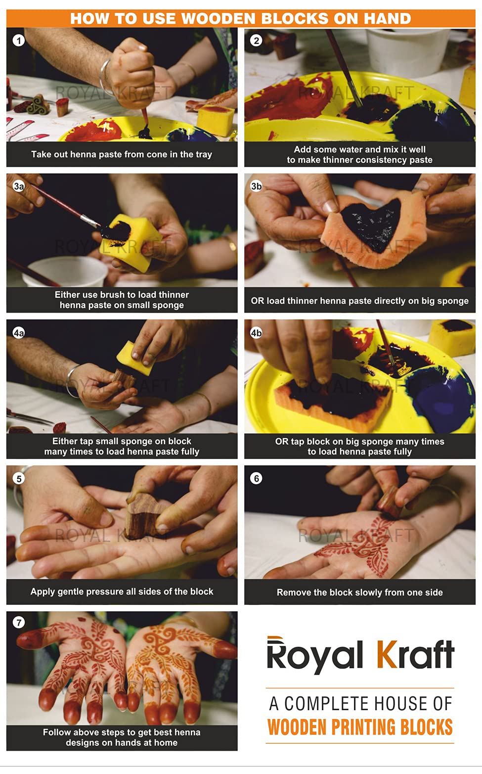 Mehndi Print Blocks Stylish Border Pattern Wooden Stamps (Set of 10) Htag2156