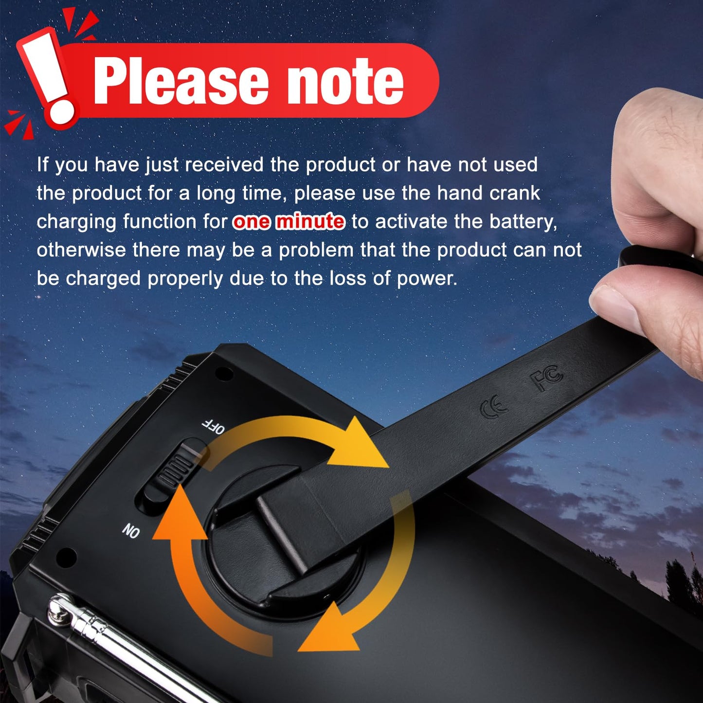 Hand Crank Emergency Radio NOAA Weather Radio 7400mWh Battery Operated 3 in 1 Charging Cable Hand Crank Charger with AM FM Portable Solar Powered Radio for Winter Storm Hurricane Survival Gear