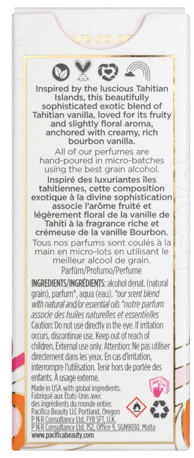 Pacifica Island Vanilla Perfume – Clean Vanilla Fragrance for Women - Warm Tropical Aroma - Long-Lasting Clean Beauty Non Toxic Scent, Vegan & Cruelty-Free, 1 oz Travel-Friendly Spray