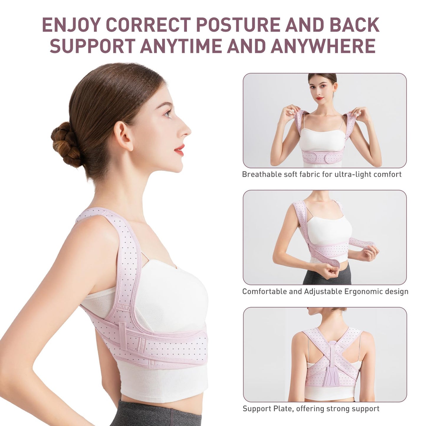 NLNYCT Posture Corrector For Women, Adjustable Back Brace For Posture, Back Posture Corrector Providing Pain Relief From Lumbar, Neck, Shoulder, And Clavicle, Back (S/M Upper Waist 27-35 Inch)