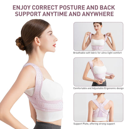 NLNYCT Posture Corrector For Women, Adjustable Back Brace For Posture, Back Posture Corrector Providing Pain Relief From Lumbar, Neck, Shoulder, And Clavicle, Back (S/M Upper Waist 27-35 Inch)