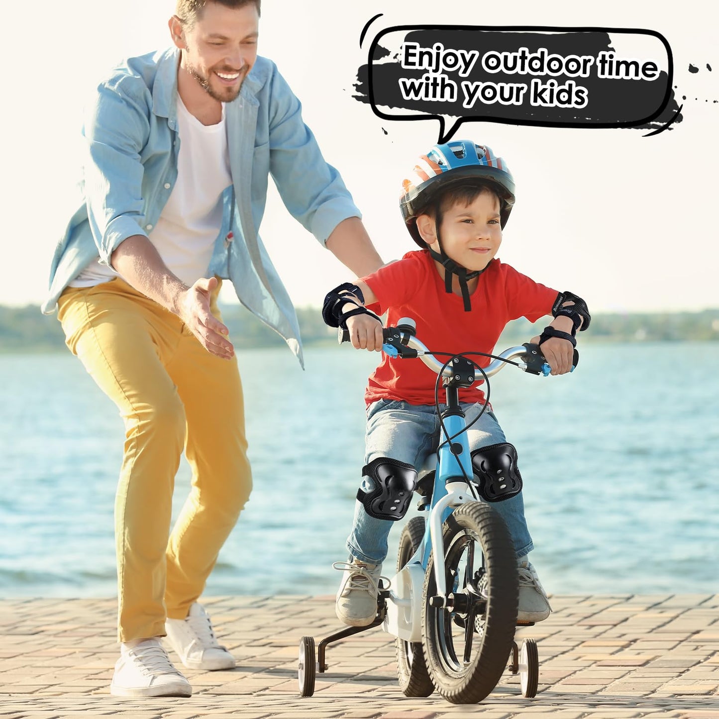 Kids/Youth Knee Pad Elbow Pads Guards Protective Gear Set for Roller Skates Cycling BMX Bike Skateboard Inline Skatings Scooter Riding Sports (Black, Small (3-8 years))