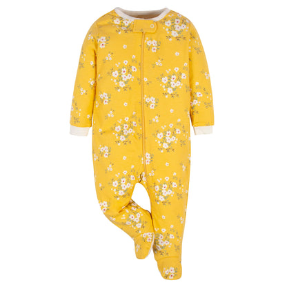 Gerber Baby Girls 4 Pack Sleep 'N Play Footie Golden Floral 0-3 Months