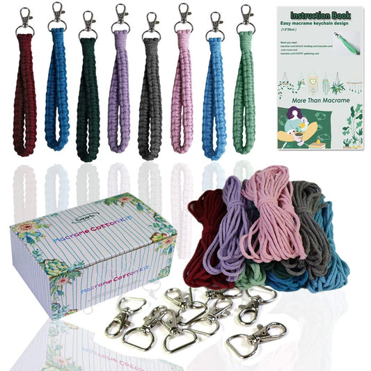 Adult DIY Craft Keychain Making Kit Boho Macrame Keychain Kit Includes Key Rings Precut Macrame Cord Instructions to Make Cute Keychains and Lanyards Kids Crafts Projects Kits Macrame Beginners