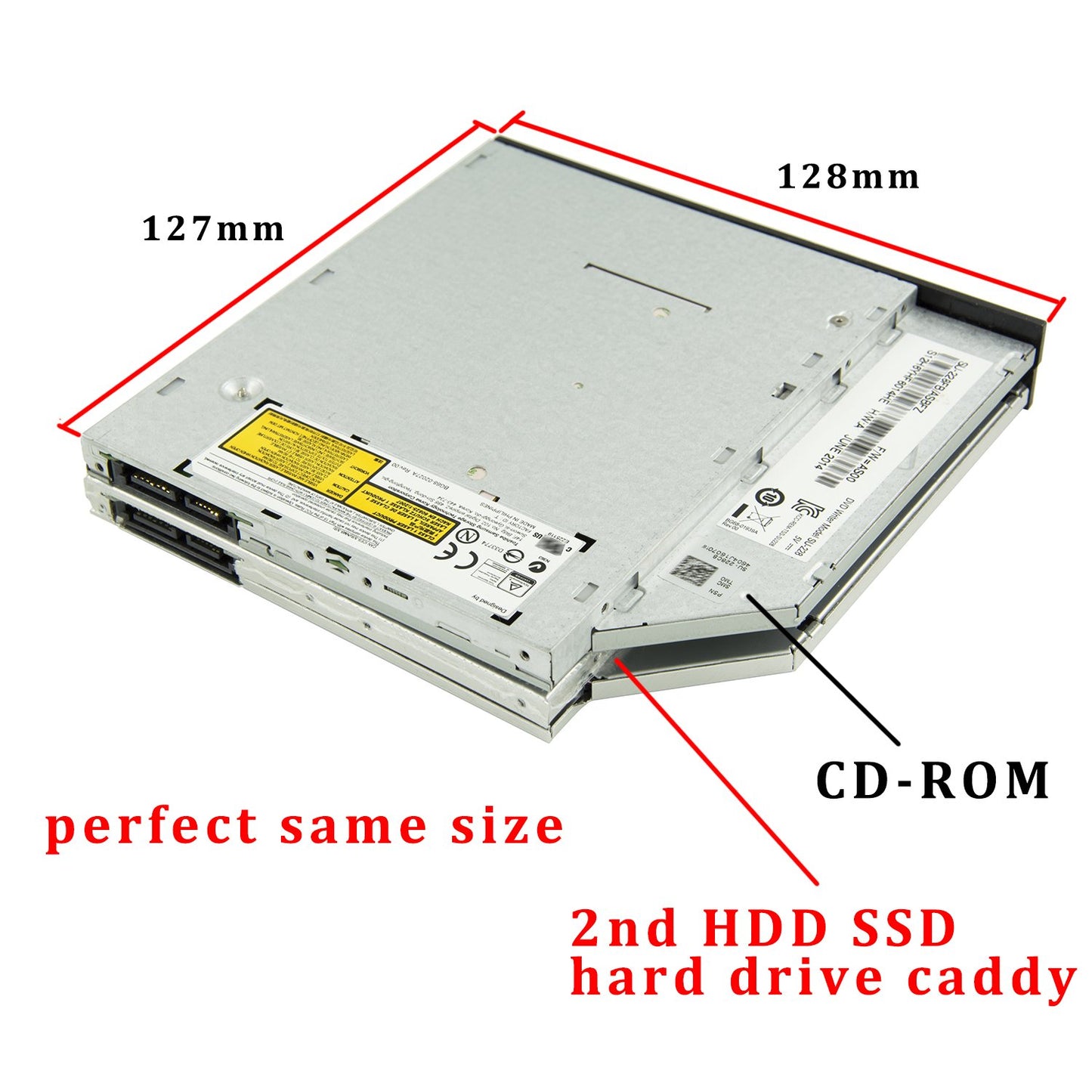 HIGHFINE Universal 9.5mm SATA to SATA 2nd SSD HDD Hard Drive Caddy Adapter Tray Enclosures for DELL HP Lenovo ThinkPad ACER Gateway ASUS Sony Samsung MSI Laptop