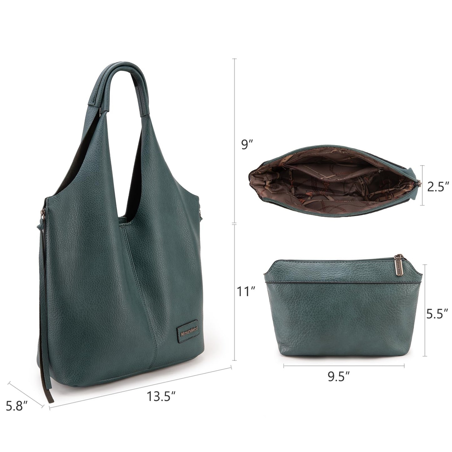 Montana West Purses and Handbags Slouchy Hobo Bags for Women Tassel Zipper Shoulder Top Handle Tote Vegan Leather MWC2-195GN