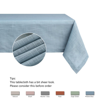 maxmill Lux Faux Linen Tablecloth with Slubby Yarn Textured Weaves Wrinkle Free Anti-Shrink Soft Table Cloth for Kitchen Dining Tabletop for Outdoor and Indoor Use Rectangle 60 x 104 Inch Slate Blue