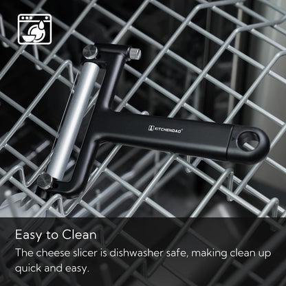 KITCHENDAO Adjustable Wire Cheese Slicer Cutter, 50% Stronger Wires with 2nd Gen Wire Fixing Mechanism, Adjustable Hand-Held Wire Cheese Cutter, Quick Replacement, Dishwasher Safe, with 3 Extra Wires