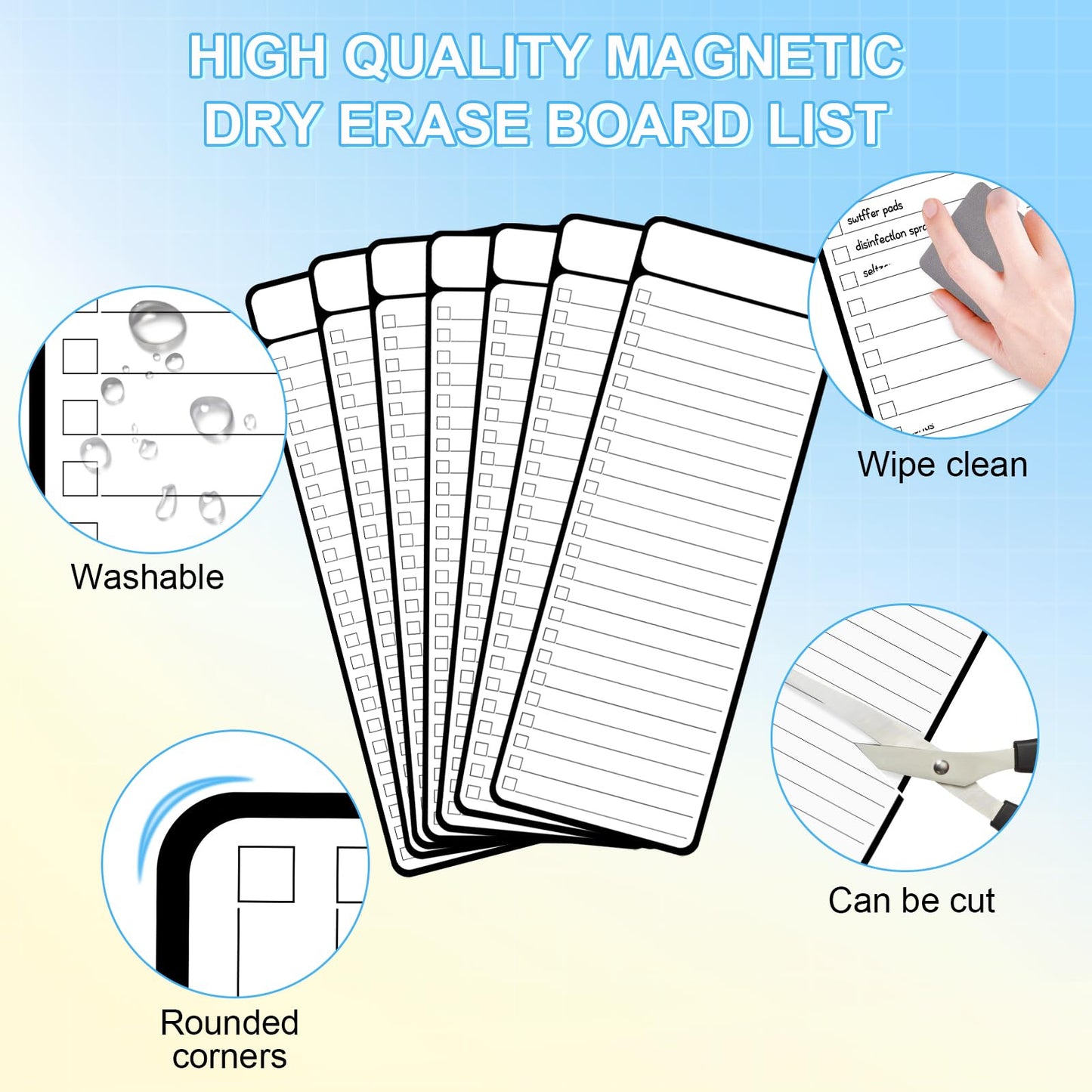 7-Piece Magnetic Dry Erase To-Do List White Board, 4'x11', Multifunctional Weekly Planner, Chore Chart, Dry Erase Planner for Refrigerator