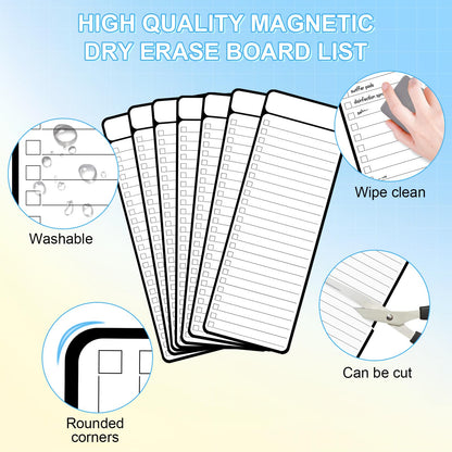 7-Piece Magnetic Dry Erase To-Do List White Board, 4'x11', Multifunctional Weekly Planner, Chore Chart, Dry Erase Planner for Refrigerator
