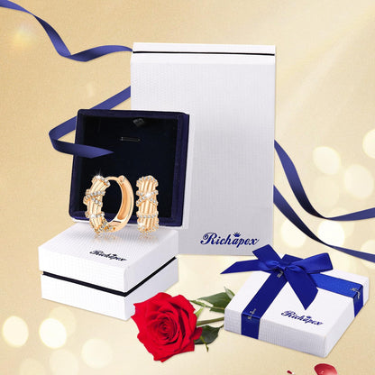 18K Crystal Heart Hoop Earrings for Women with Locket Design, White Crystal Cubic Zirconia Dangling Earrings Fine Jewelry Gifts for Her