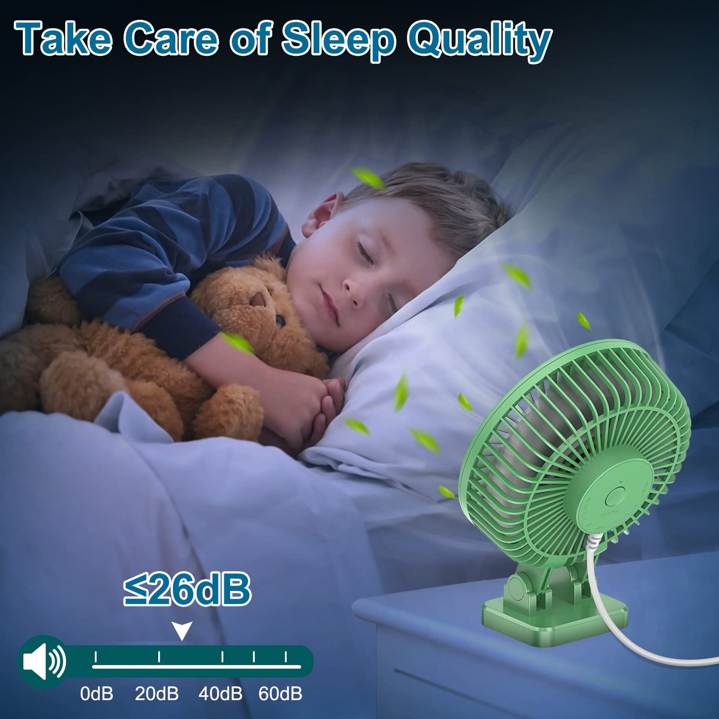 JZCreater USB Desk Fan, Mini Fan Portable, 3 Speeds Desktop Table Cooling Fans, Plug in Power Fans, Rotation Strong Wind, Quiet Personal Small Fan for Home Desktop Office Travel Bedroom, Army Green