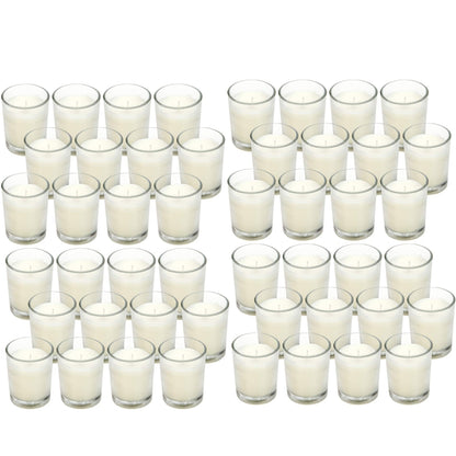 Hosley 48-Pack Ivory Unscented Votive Candles, Clear Glass, 10-12 Hr Burn, Hand-Poured, Ideal for Weddings, Parties, Aromatherapy, Holidays, Gifts