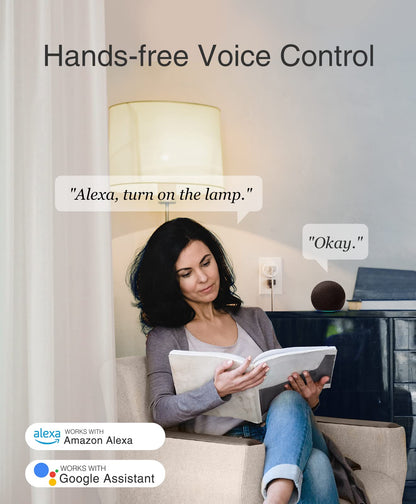 GHome Smart Mini Smart Plug Works with Alexa and Google Home, WiFi Smart Outlet Socket Remote Control Timer Function, Only 2.4GHz Network, No Hub Required, ETL FCC Listed, White