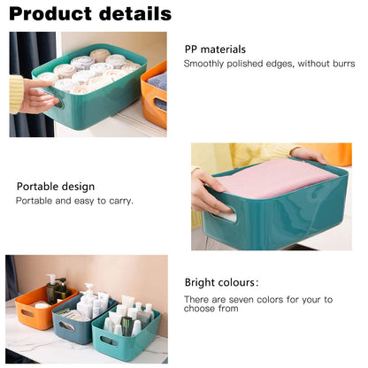 OWill 7 Pcs 2.1 L Plastic Storage B-ins and Baskets for Efficient Home Classroom Organization Small Containers in Multicolour for Kitchen, Cupboard box, and Bathroom Organizer on Shelves and Tubs