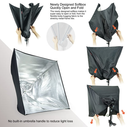 LINCO Lincostore Photo Video Studio Light Kit AM169 - Including 3 Color Backdrops (Black/White/Green) Background Screen