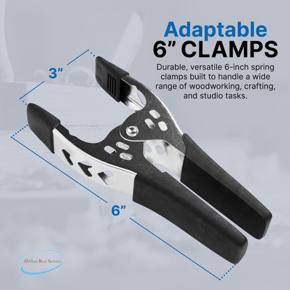 Online Best Service 12 Pack - 6" inch Spring Clamp Large Super Heavy Duty Spring Metal Black - 3 inch Jaw opening