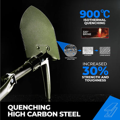 18'' Military Folding Camping Shovel, Offroad Survival High Carbon Steel Shovel (Olive) AugTouf by toolant