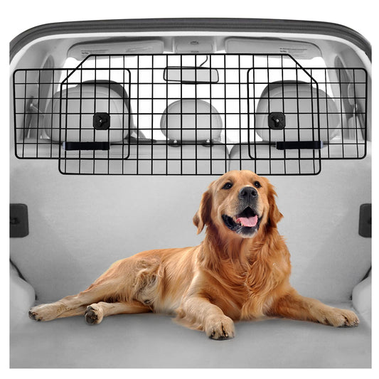 rabbitgoo Dog Car Barrier for SUVs, Adjustable Large Pet Gate, Universal-Fit Divider Cargo Net, Heavy-Duty Wire Mesh Dog Barrier SUV, Van Vehicles Subaru Car Accessories Safety Travel, Standard Model