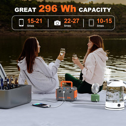 MARBERO 296Wh Solar Generator with Solar Panel Included 300W Portable Power Station with 60W Foldable Panel Set Solar Power Bank with AC Outlets for Camping Home Backup Outdoor Emergency Travel
