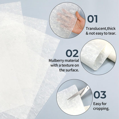 50/100 Sheets FIVEIZERO A4 Mulberry Paper Sheets Natural Fiber Rice Papers,8.3x11.7in Natural Decoupage Tissue Paper for Writing Painting, Decorative &Card Making Papers DIY Craft