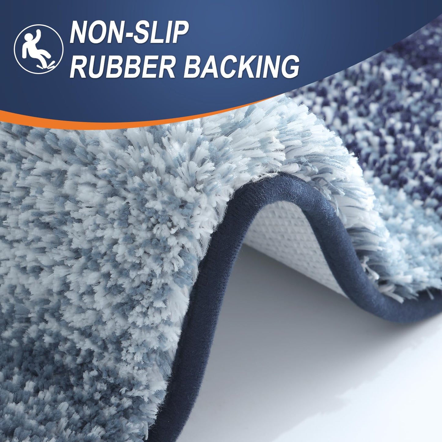 OLANLY Bathroom Rugs Mat 24x16, Extra Soft Absorbent Microfiber Bath Rugs, Rubber Backing, Quick Dry, Machine Washable Bath Mats for Bathroom Floor, Tub and Shower, Home Decor Accessories, Airy Blue