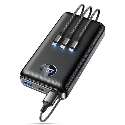 Portable Charger Power Bank - 60,000mAh Battery Pack, 22.5W Fast Charging Phone Charger with USB-C/iOS/Micro-USB Cable, Powerbank for iPhone 16 15 14 13 12 Samsung Google, Travel Camping Essentials