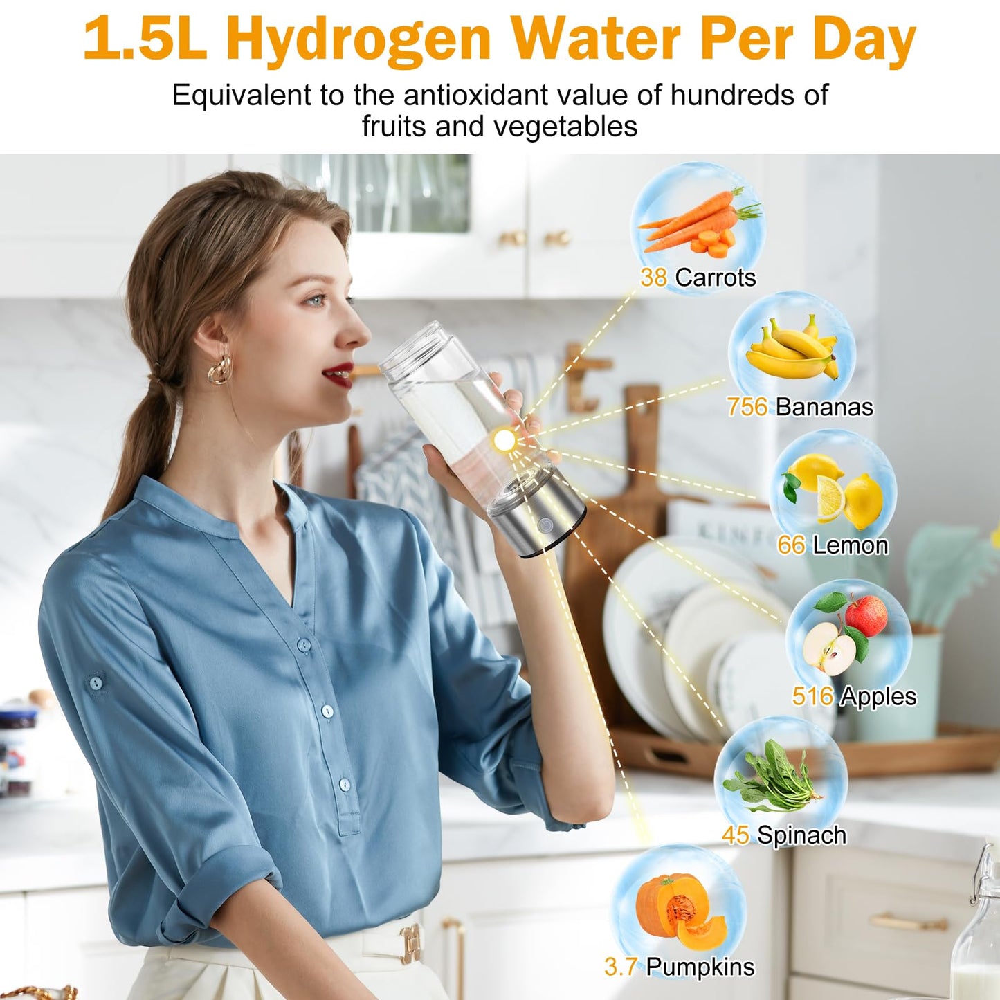 2025 Upgrade Hydrogen Water Bottle, Hydrogen Water Generator with Advanced SPE PEM Technology, 420ml(14OZ) Hydro Water Machine, Portable Water Ionizer for Office, Travel, Fitness & Everyday Hydration