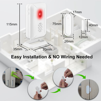 GREENCYCLE Door Chime, Wireless Door Open Chime, Door Open Contact Alarm Rechargeable, Door Sensor with Adjustable Volume, 600ft Range, 36 Chimes and Mute Mode LED Flashing, for Home/Office/Store