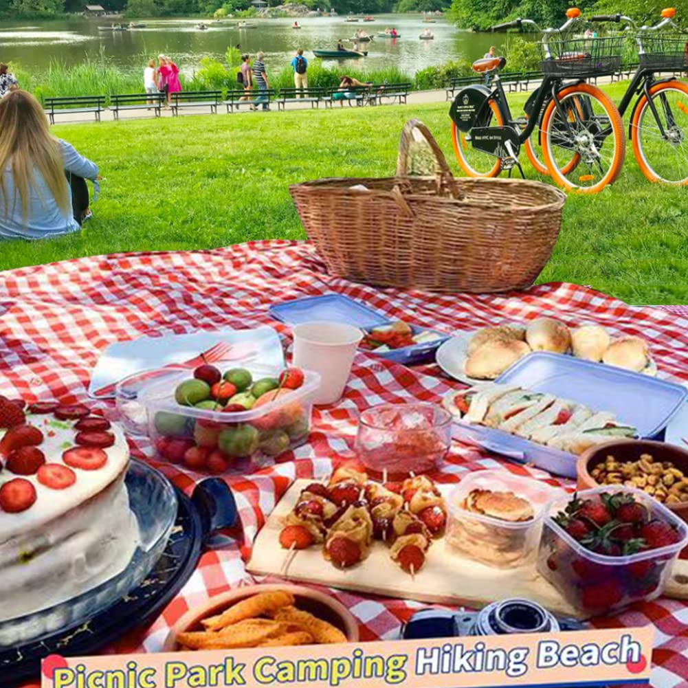 Picnic Blanket|Beach Mat|Picnic Blanket for Indoor and Outdoor, 80" x 60" Sandproof Waterproof Larger Mat for Beach, Travel, Camping, Hiking, Park Grass,Handy Mat Tote, Foldable. (Red Plaids)