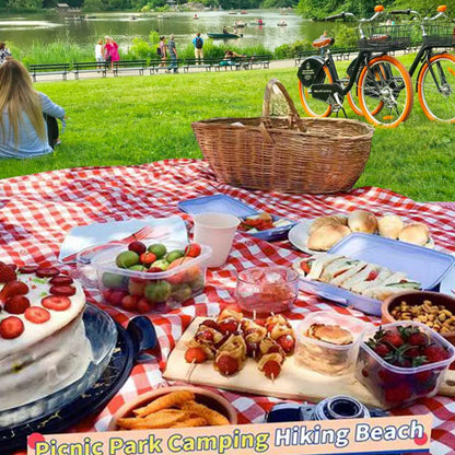 Picnic Blanket|Beach Mat|Picnic Blanket for Indoor and Outdoor, 80" x 60" Sandproof Waterproof Larger Mat for Beach, Travel, Camping, Hiking, Park Grass,Handy Mat Tote, Foldable. (Red Plaids)