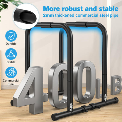 RELIFE REBUILD YOUR LIFE Dip bars &Dip Station Functional Heavy Duty Dip Stands Fitness Workout Dip bar Station Stabilizer Parallette Push Up Stand (Black)