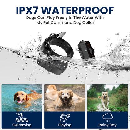 My Pet Command 1.25 Mile (6600 Ft) Dog Training Extra Collar Safe Dog Shock Collar Shock, Vibrate, Tone and Flashing Beacon Lights Waterproof Rechargeable Dog Hunting add Up to 3 Collars