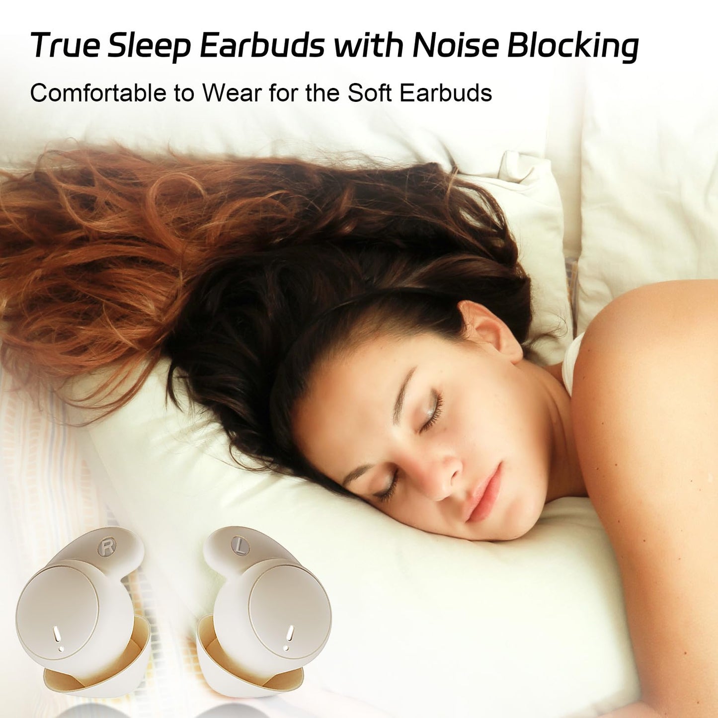 LOBKIN Sleep Headphones,Wireless Bluetooth 5.4 Noise Blocking Sleeping Headphones,Sleep Earbuds for Side Sleepers in-Ear Soft Mini Invisible Buds for Sleeping Working