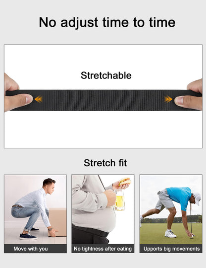 JUKMO Stretch Tactical Belt for Men, Military Work Rigger Hiking 1.5" Elastic Nylon Web Ratchet Quick Release Belt in Gift Box (Black, Medium)