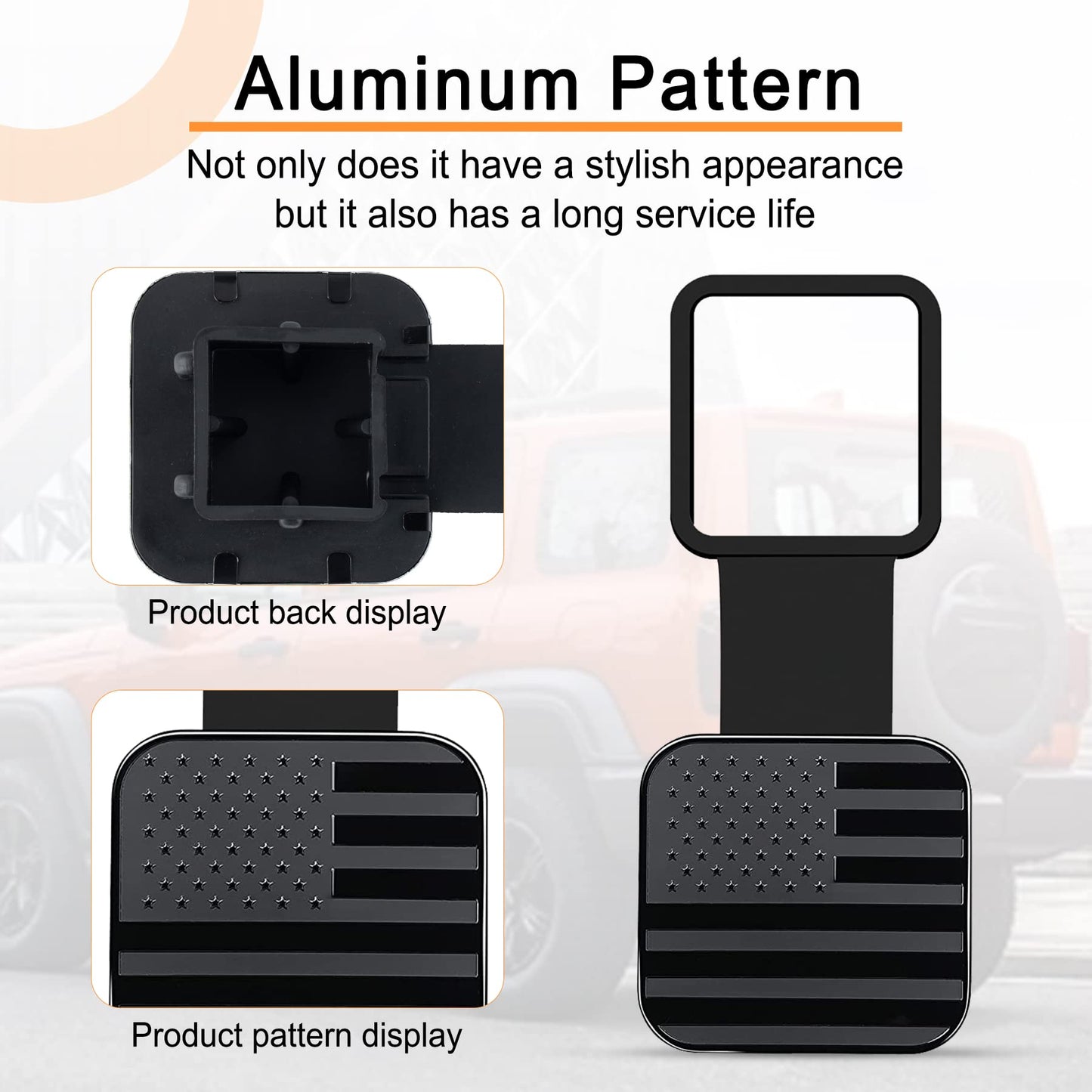 SINGARO 2 Inch Universal Flag Tow Hitch Covers, Trailer Hitch Cover Tube Plug Insert, Car Exterior Accessories, Receiver Tube Hitch Plug（2PCS American Flag）