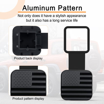 SINGARO 2 Inch Universal Flag Tow Hitch Covers, Trailer Hitch Cover Tube Plug Insert, Car Exterior Accessories, Receiver Tube Hitch Plug（2PCS American Flag）