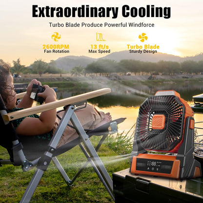 Instern Portable Fan Rechargeable, 20000mAh Battery Powered Desk Fan with LED Lantern, Battery Operated Personal Tent Fans for Camping, Travel, Home, Bedroom, Jobsite, Beach Vacation Essentials