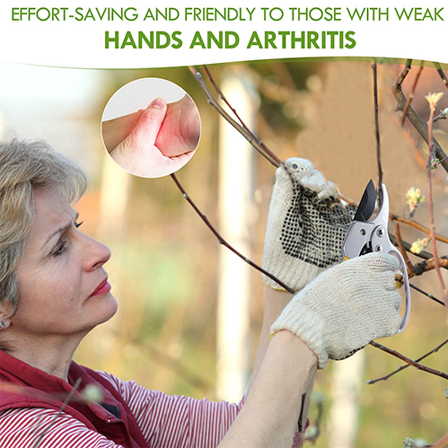 MEPEREZ Ultra Sharp Germany Steel Pruning Shears - Cuts 3X Easier, Weak Hand Arthritis Snips, Rust-Resistant, Effortlessly 1-Inch Cut Capacity Garden Scissors, Ergonomic Handle