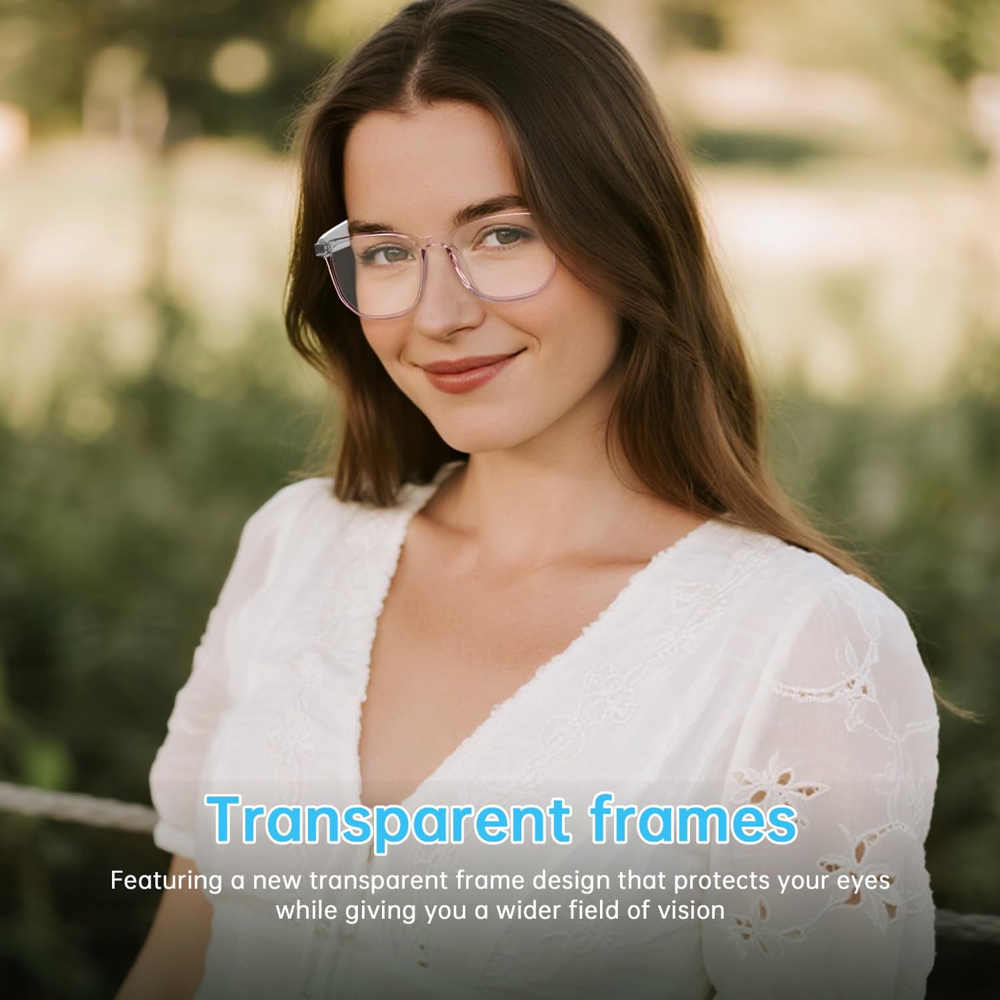 GenXenon Smart Glasses for Women, Clear Frame Blue Light Glasses, Magnetic Charging, Open-Ear Design, Voice Assistant, Bluetooth Glasses with Speakers, Audio Eyeglasses for Working Gaming (GS03-C)