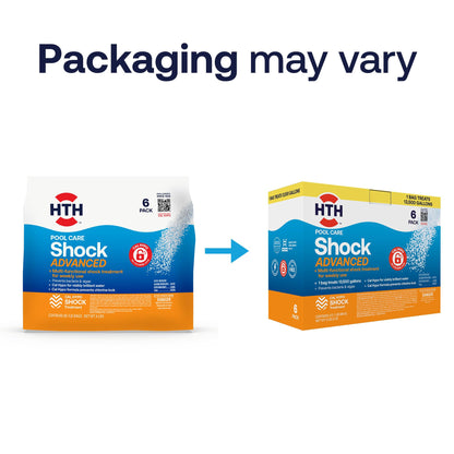 HTH 52036R Pool Care Shock Advanced, Swimming Pool Chemical - Cal Hypo Formula, Prevents Bacteria & Algae, Restores Crystal Clear Water - Shock Treatment, (6 Pack)