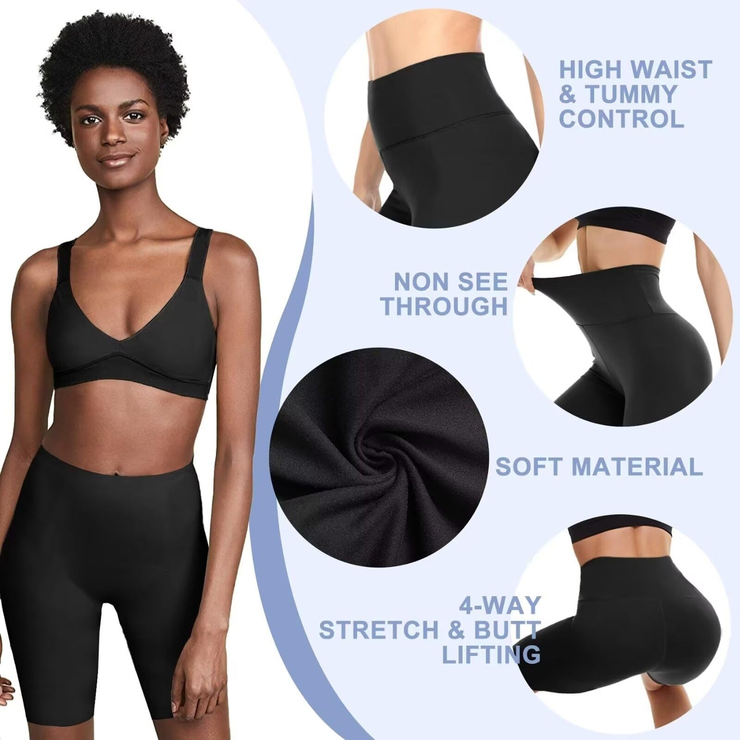 5 Pack Biker Shorts Women - 5"/8" High Waist Spandex Workout Yoga Running Athletic(Black/Light Grey/Blue/Ins Green/Pink,Plus)