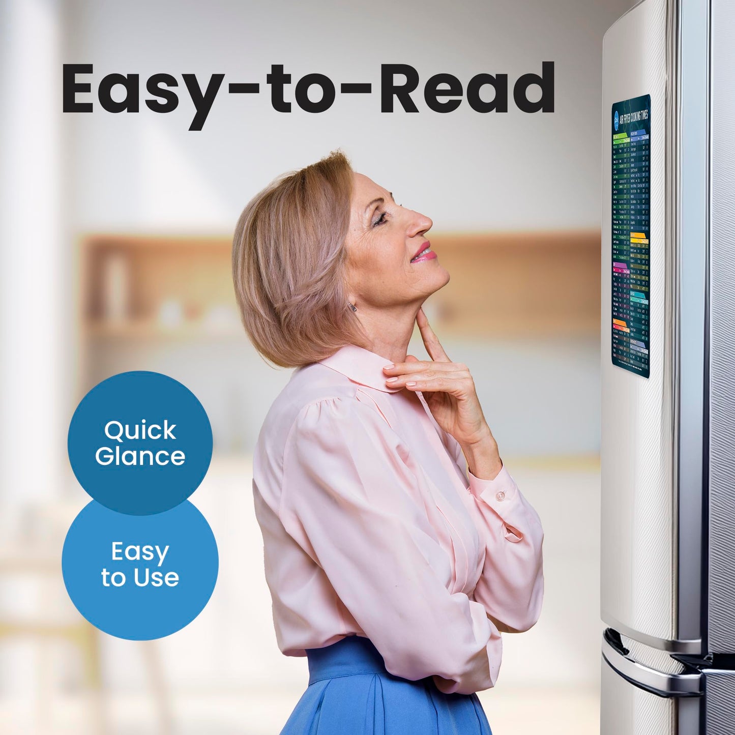 Air Fryer Magnetic Cheat Sheet Set - Air Fryer Accessories Cookbook - As Seen on the Today Show an Easy to Use AirFryer Time Chart Set - Strong Magnet Quick Reference Cooking Guide for Frying (Black)