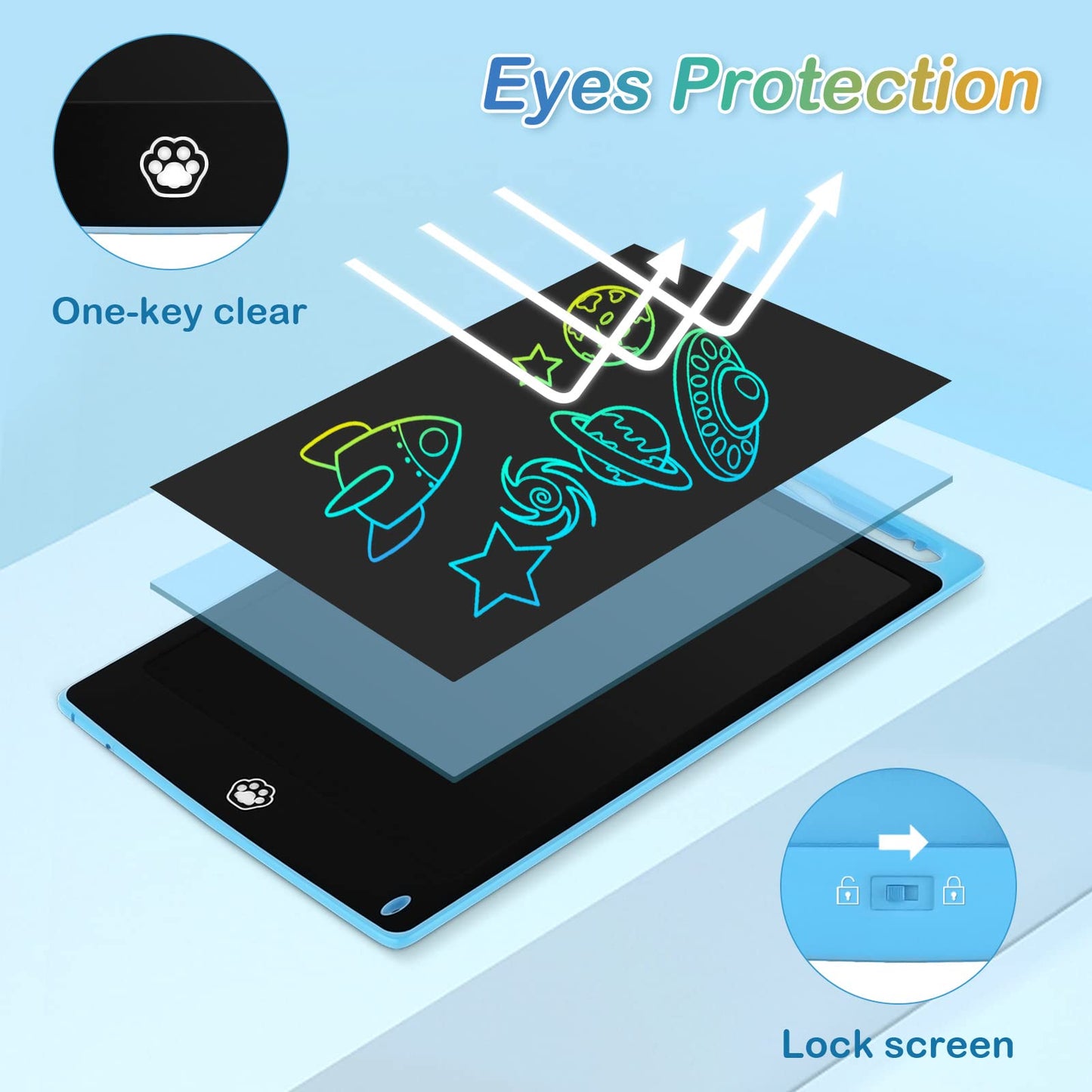 6 Pack LCD Writing Tablet, 8.5 Inch Writing Tablet for Kids, Colorful Screen Doodle Board Drawing Tablet, Digital Drawing Pad, Learning Educational Toys for Girls Boys, Pink*2+Blue*2+Black*2